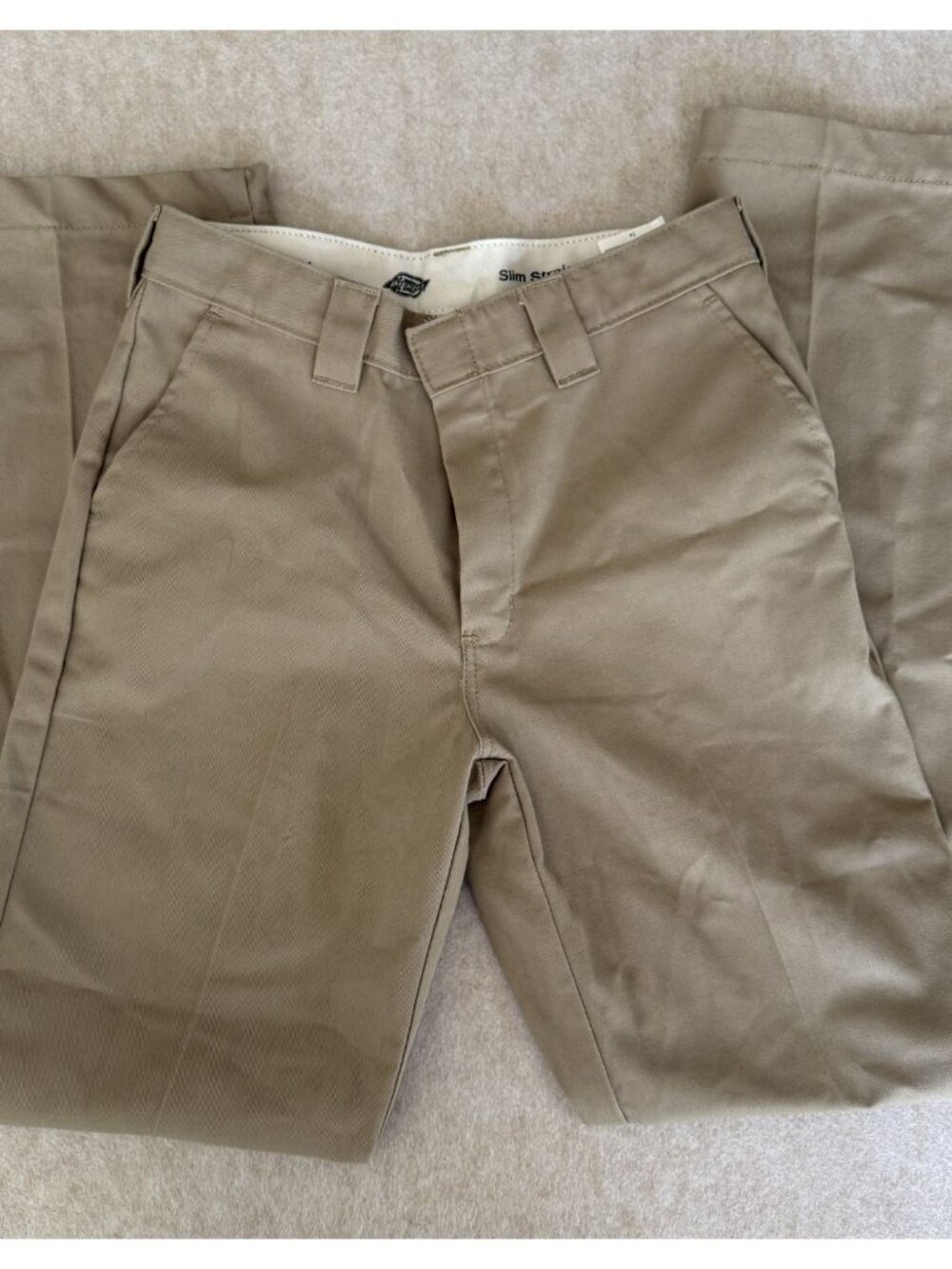 Dickies Boys 14 Slim Fit Khaki Pants Straight Leg Chino School Uniform